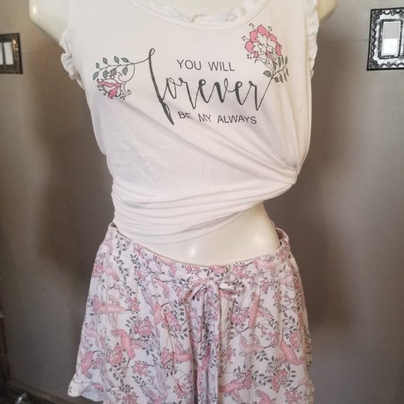 La Vie En Rose "You Will Forever Be My Always" Light Pajamas, Top and Bottoms - Picture 2 of 5